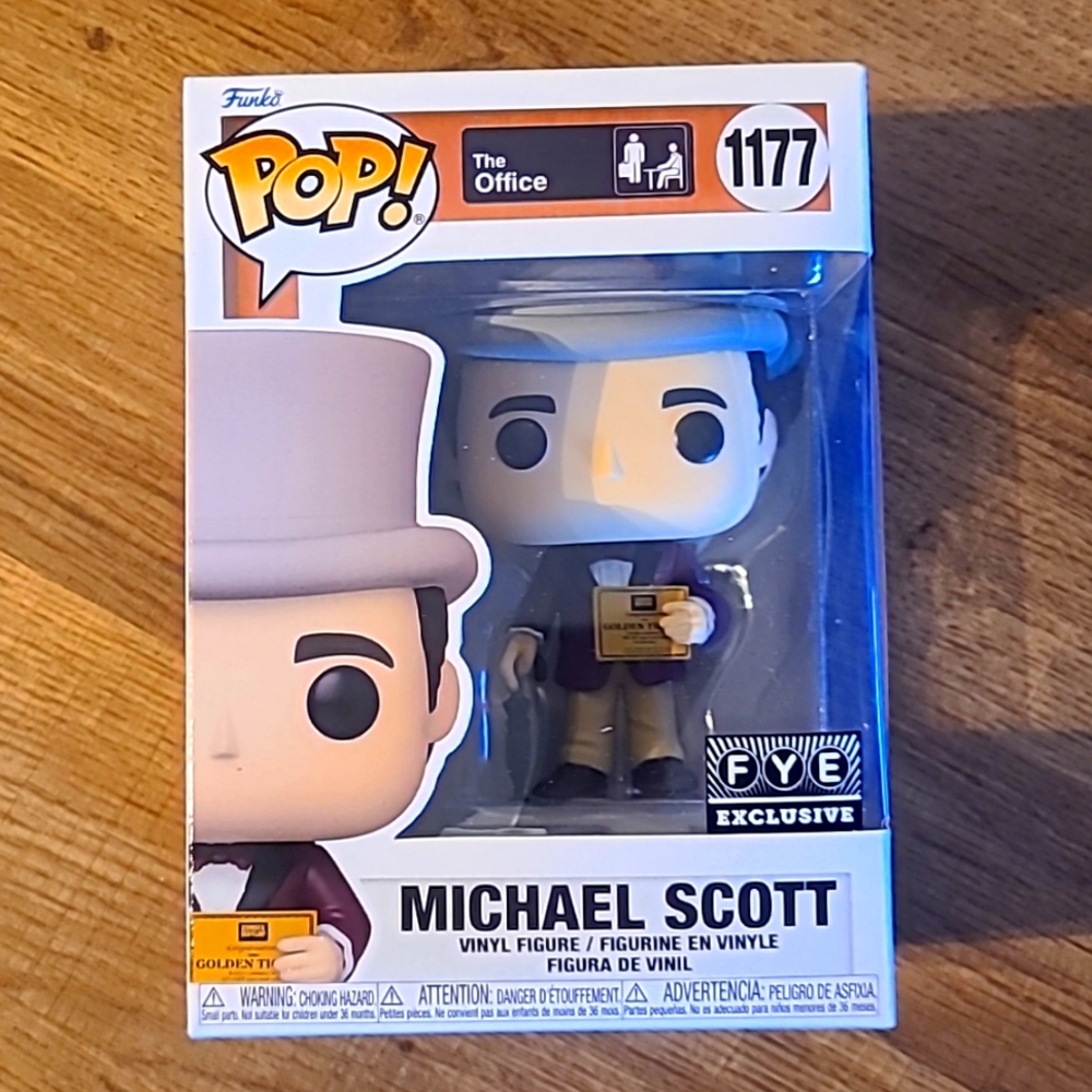 Funko Pop TV #1177 Michael Scott With Golden Ticket The Office FYE Exclusive